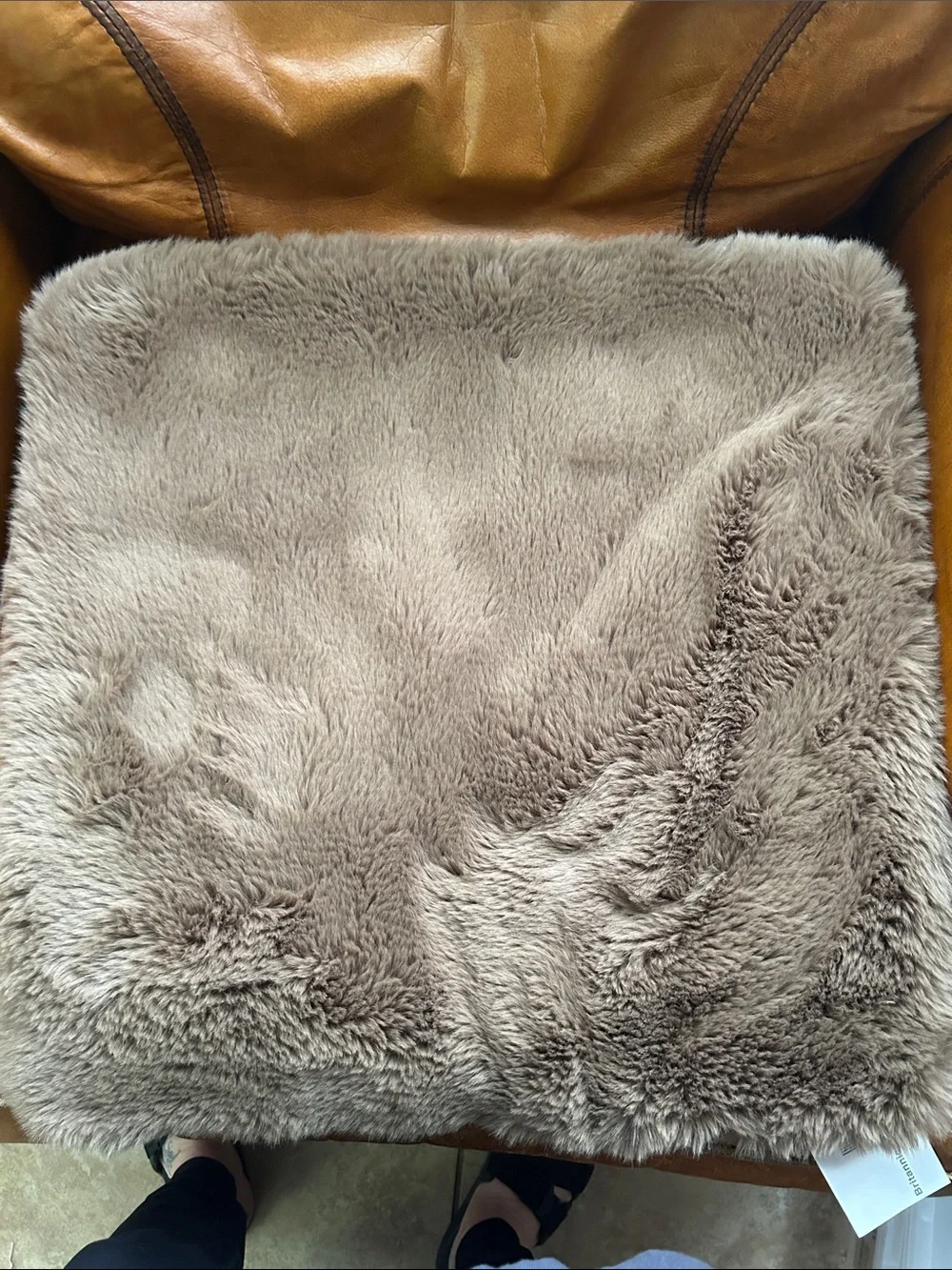 Plush Faux Fur Square Throw Pillow Cover - Taupe